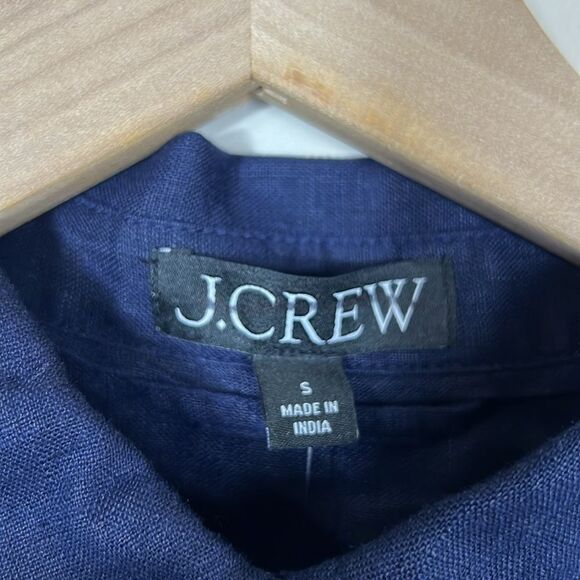 J. Crew Linen Shirt Dress Midi Relaxed-fit short-sleeve - Picture 8 of 11